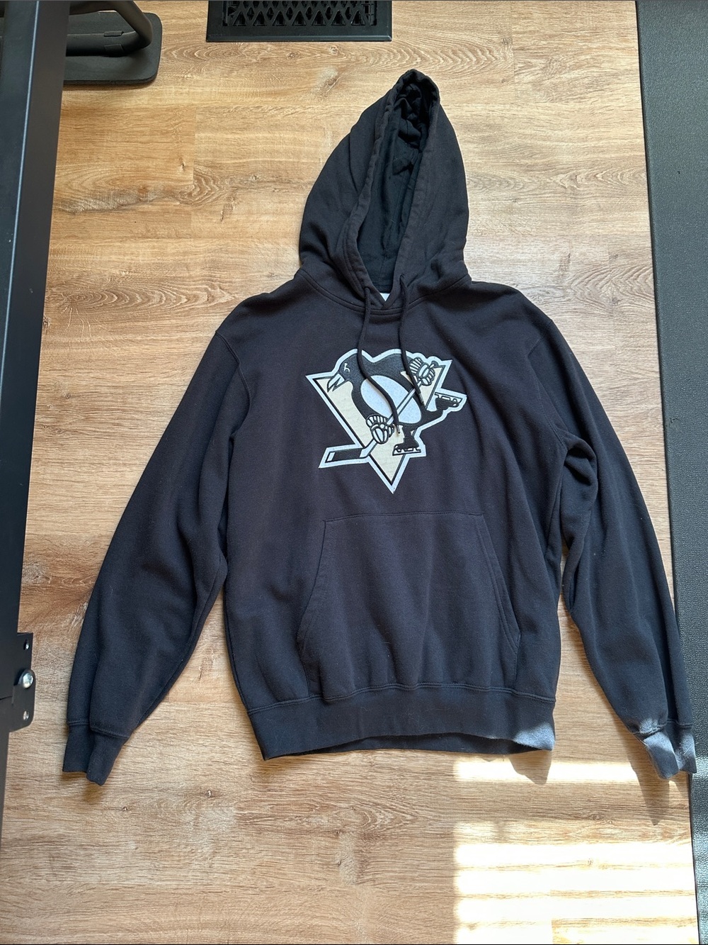 Pittsburgh Penguins Black Hooded Sweatshirt with Cream and White Team Emblem